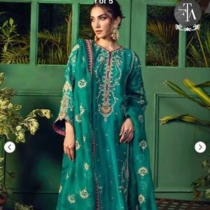 Chic Teal Embroidered 2 Piece